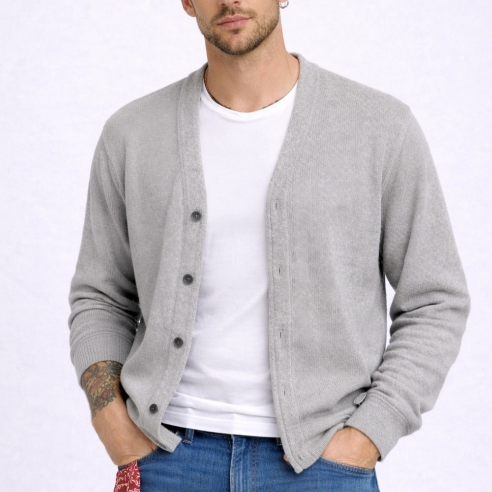 Heritage USA Men’s Cardigan Sweater Size XL Gray Wool Blend Vintage Made In USA